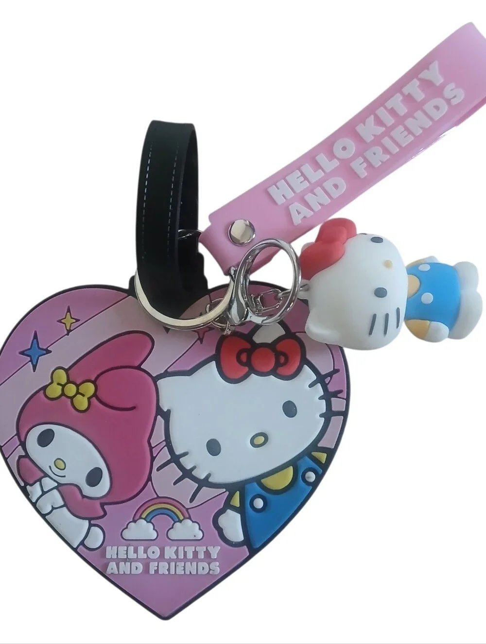 Hello Kitty Pink Heart Luggage Tag with Friends Charm And Lanyard Key Ring 2024